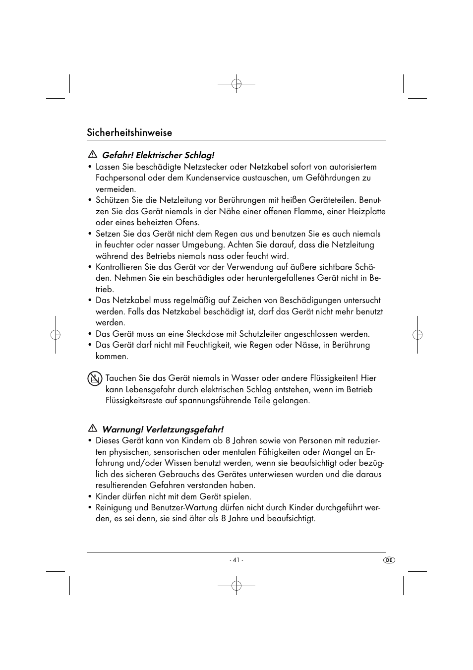 Sicherheitshinweise | Silvercrest SPM 2000 A2 User Manual | Page 44 / 51