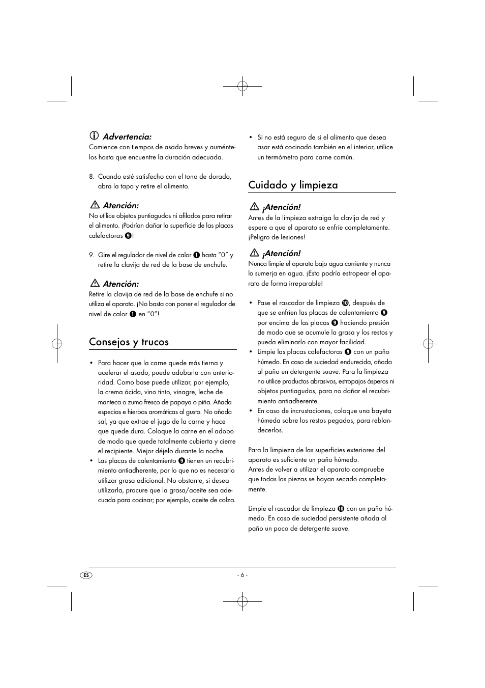 Consejos y trucos, Cuidado y limpieza, Advertencia | Atención | Silvercrest SPM 2000 A2 User Manual | Page 9 / 51