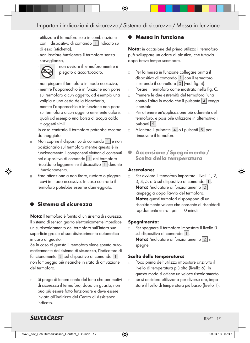 Sistema di sicurezza, Messa in funzione | Silvercrest SSHK 100 B2 User Manual | Page 17 / 45