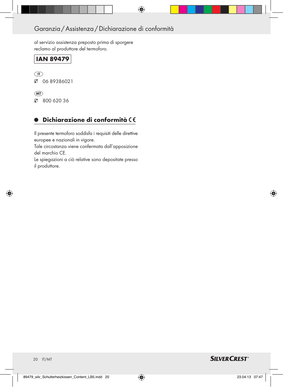 Dichiarazione di conformità | Silvercrest SSHK 100 B2 User Manual | Page 20 / 45