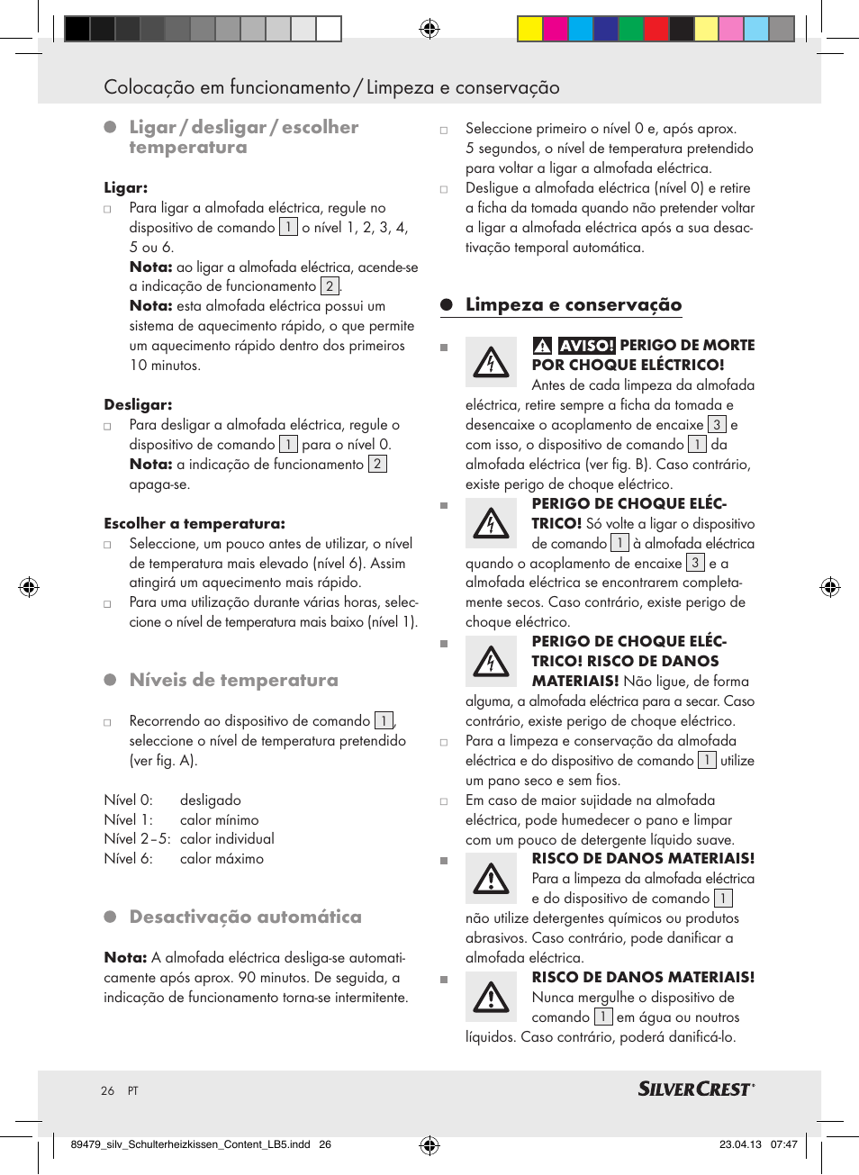 Colocação em funcionamento / limpeza e conservação, Ligar / desligar / escolher temperatura, Níveis de temperatura | Desactivação automática, Limpeza e conservação | Silvercrest SSHK 100 B2 User Manual | Page 26 / 45