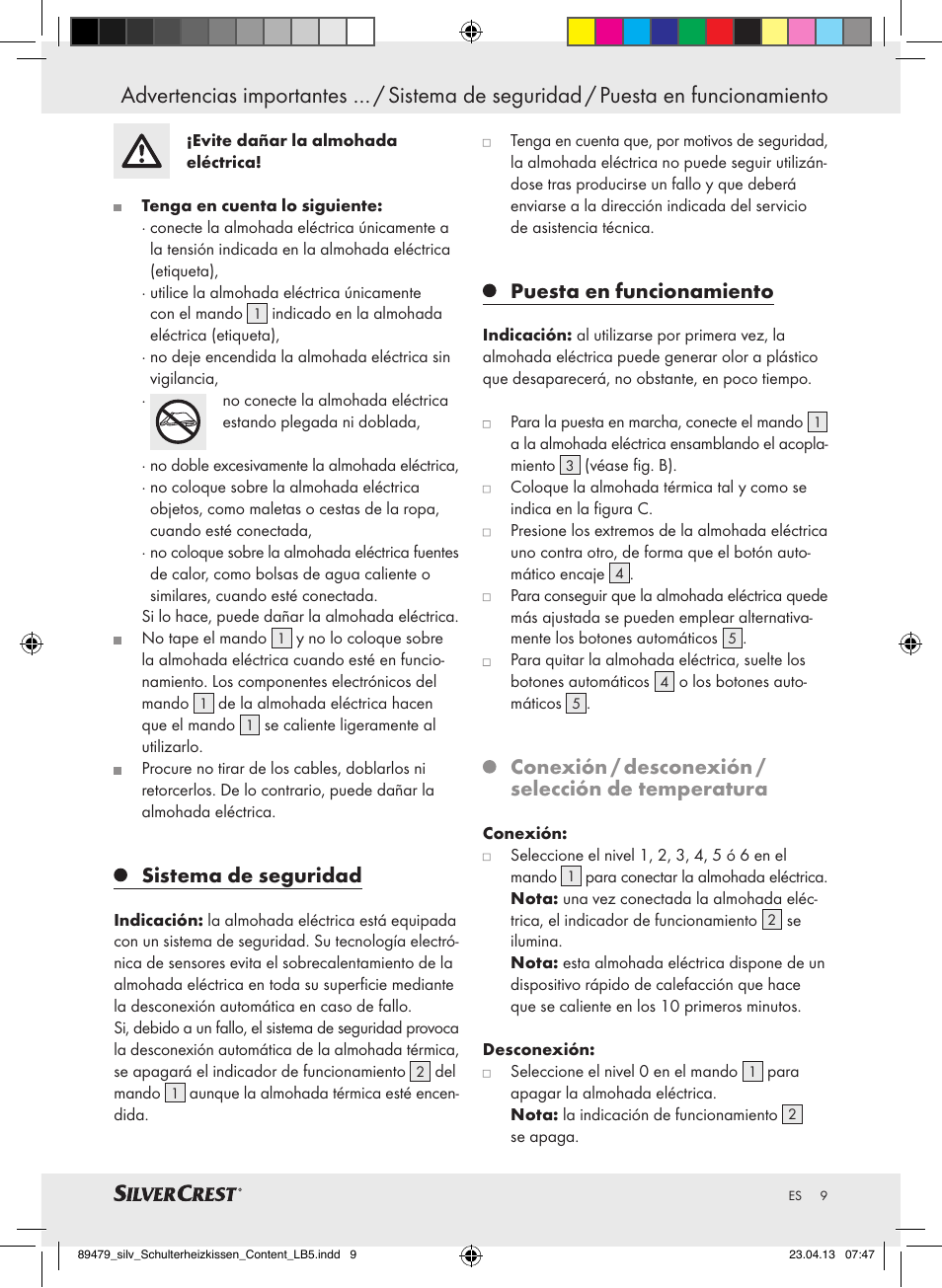 Sistema de seguridad, Puesta en funcionamiento, Conexión / desconexión / selección de temperatura | Silvercrest SSHK 100 B2 User Manual | Page 9 / 45