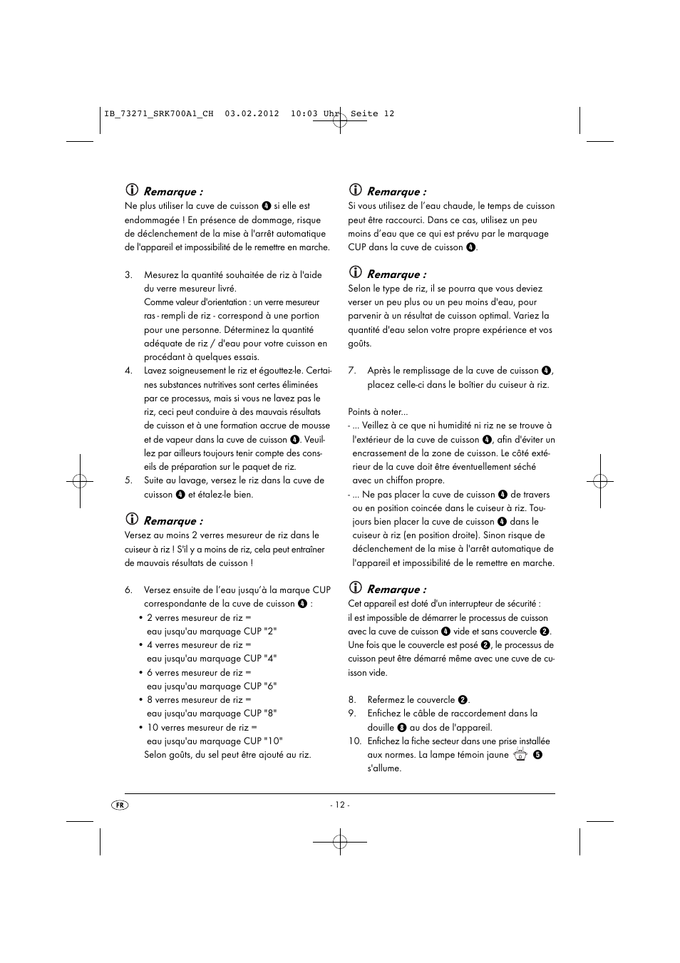 Remarque | Silvercrest SRK 700 A1 User Manual | Page 14 / 33