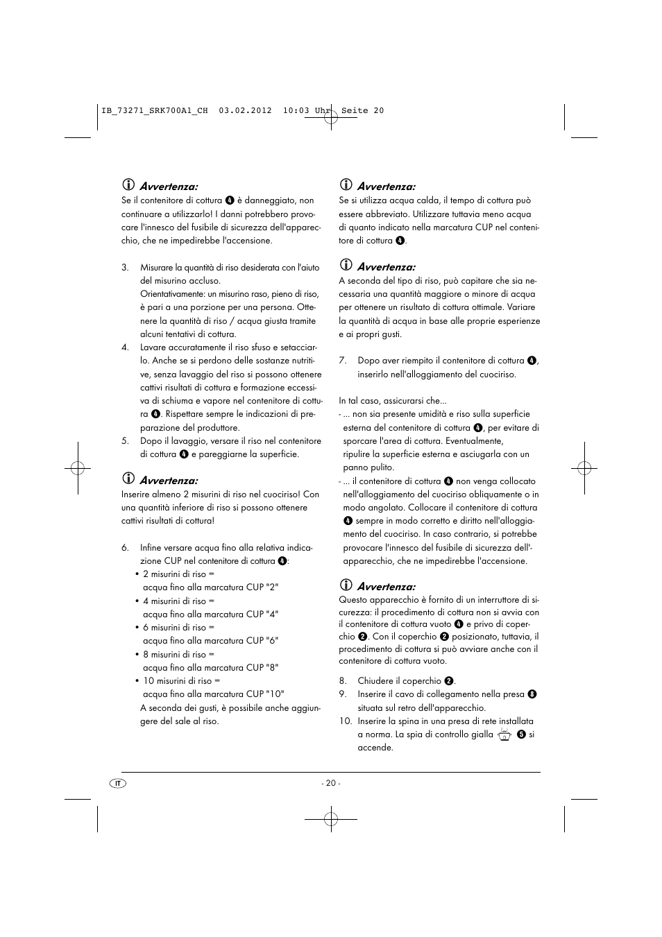 Avvertenza | Silvercrest SRK 700 A1 User Manual | Page 22 / 33