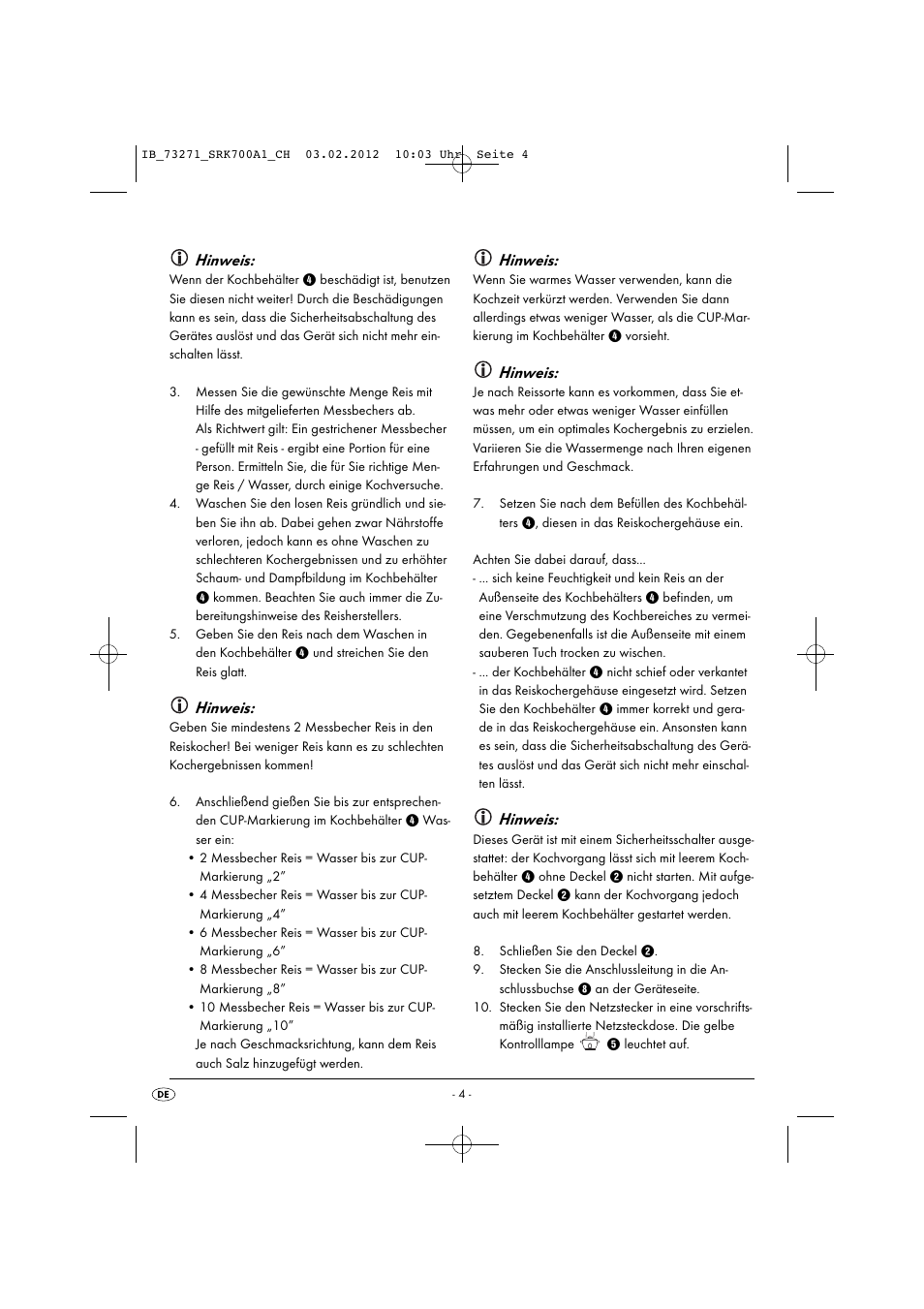 Hinweis | Silvercrest SRK 700 A1 User Manual | Page 6 / 33