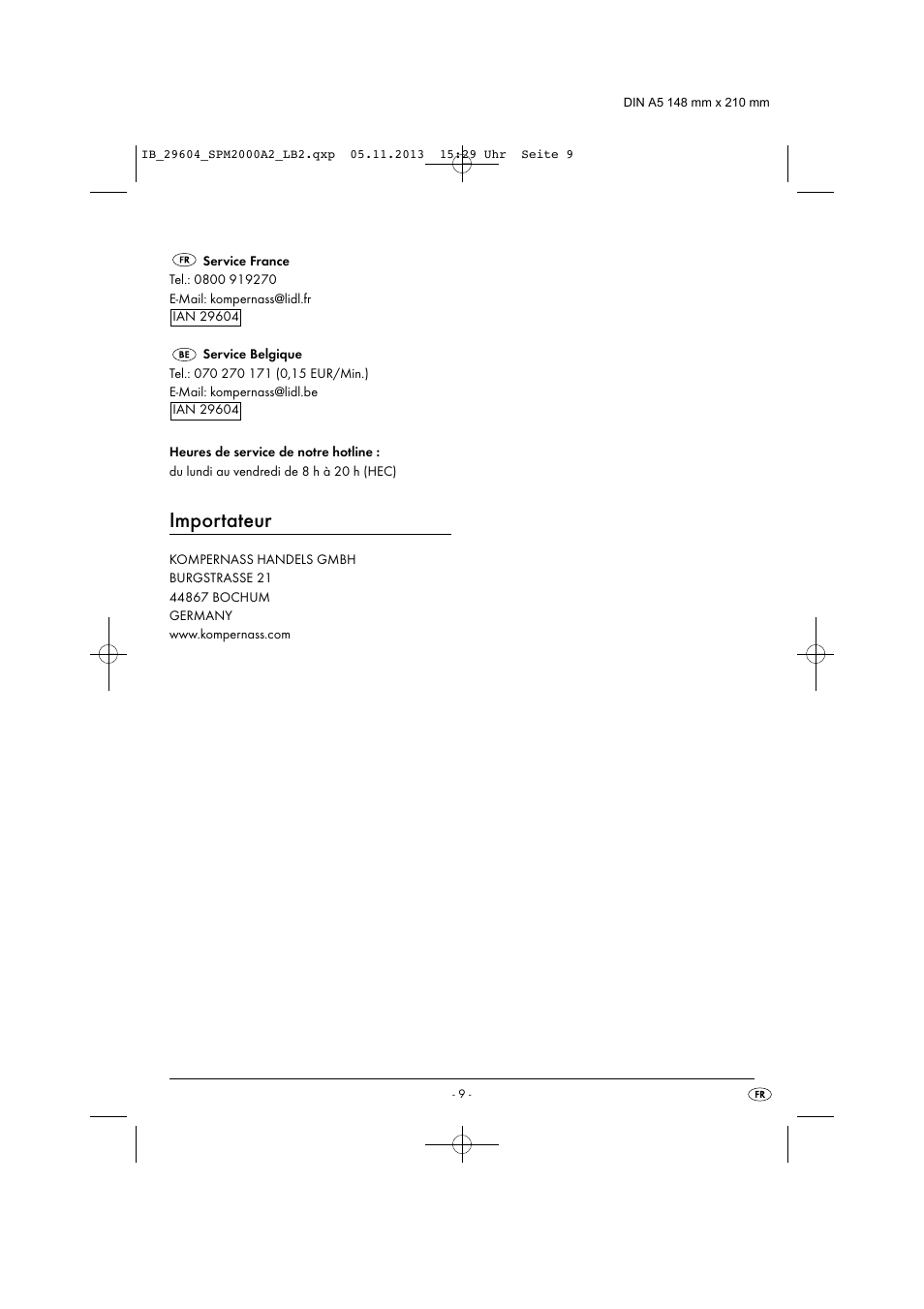 Importateur | Silvercrest SPM 2000 A2 User Manual | Page 12 / 32