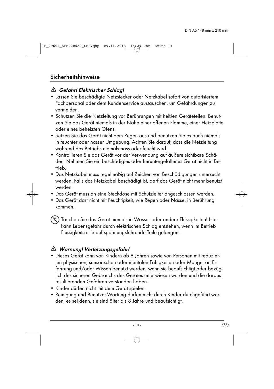 Sicherheitshinweise | Silvercrest SPM 2000 A2 User Manual | Page 16 / 32