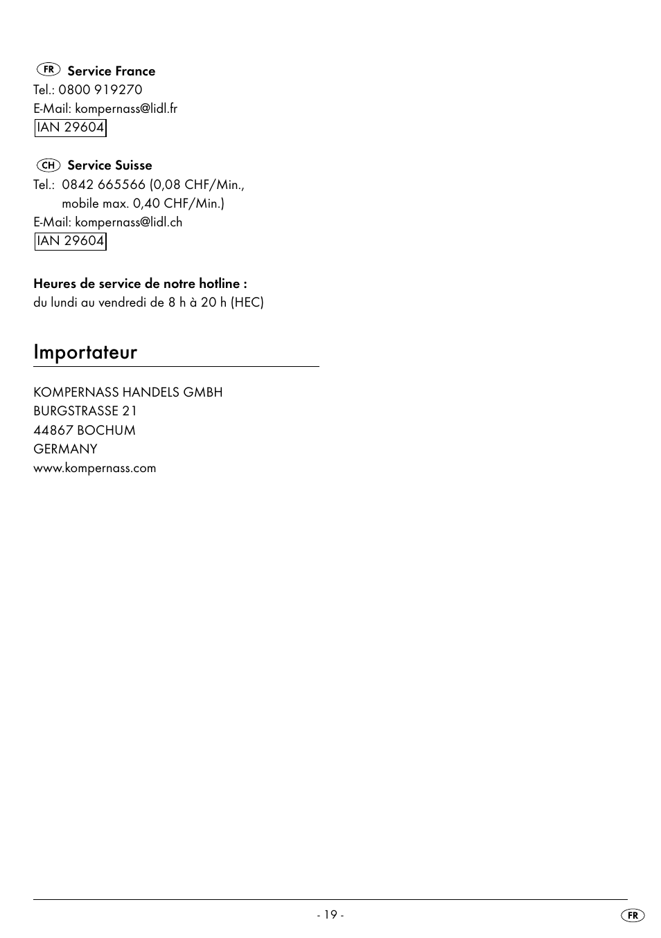 Importateur | Silvercrest SPM 2000 A2 User Manual | Page 22 / 42