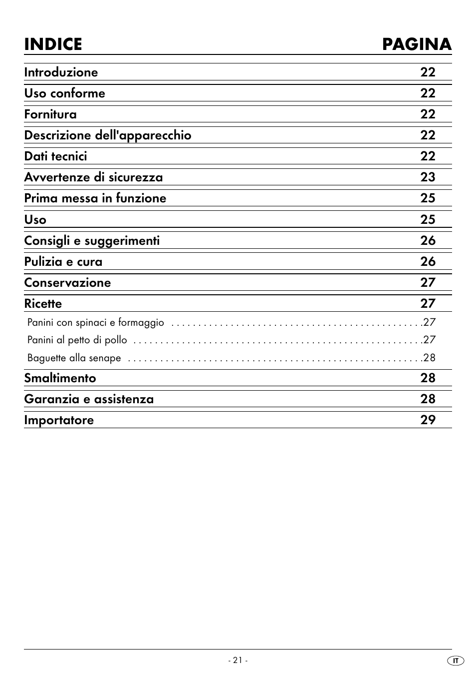 Indice pagina | Silvercrest SPM 2000 A2 User Manual | Page 24 / 42