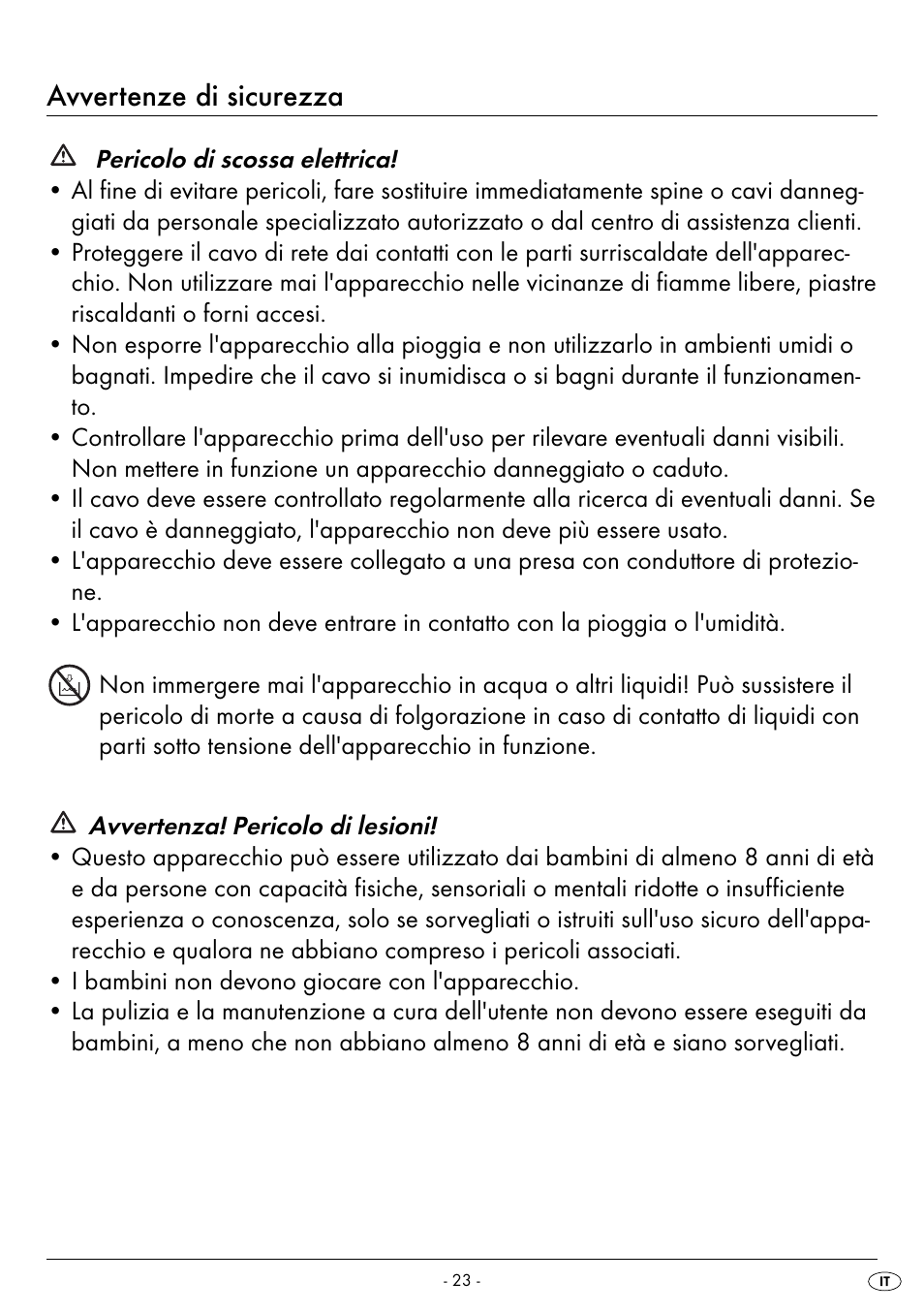 Avvertenze di sicurezza | Silvercrest SPM 2000 A2 User Manual | Page 26 / 42