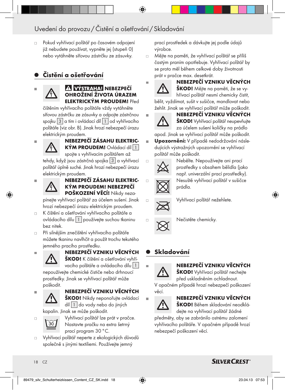 Čistění a ošetřování, Skladování | Silvercrest SSHK 100 B2 User Manual | Page 18 / 37