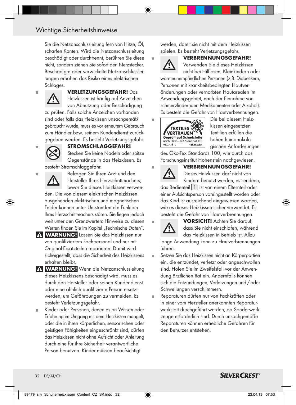 Wichtige sicherheitshinweise | Silvercrest SSHK 100 B2 User Manual | Page 32 / 37