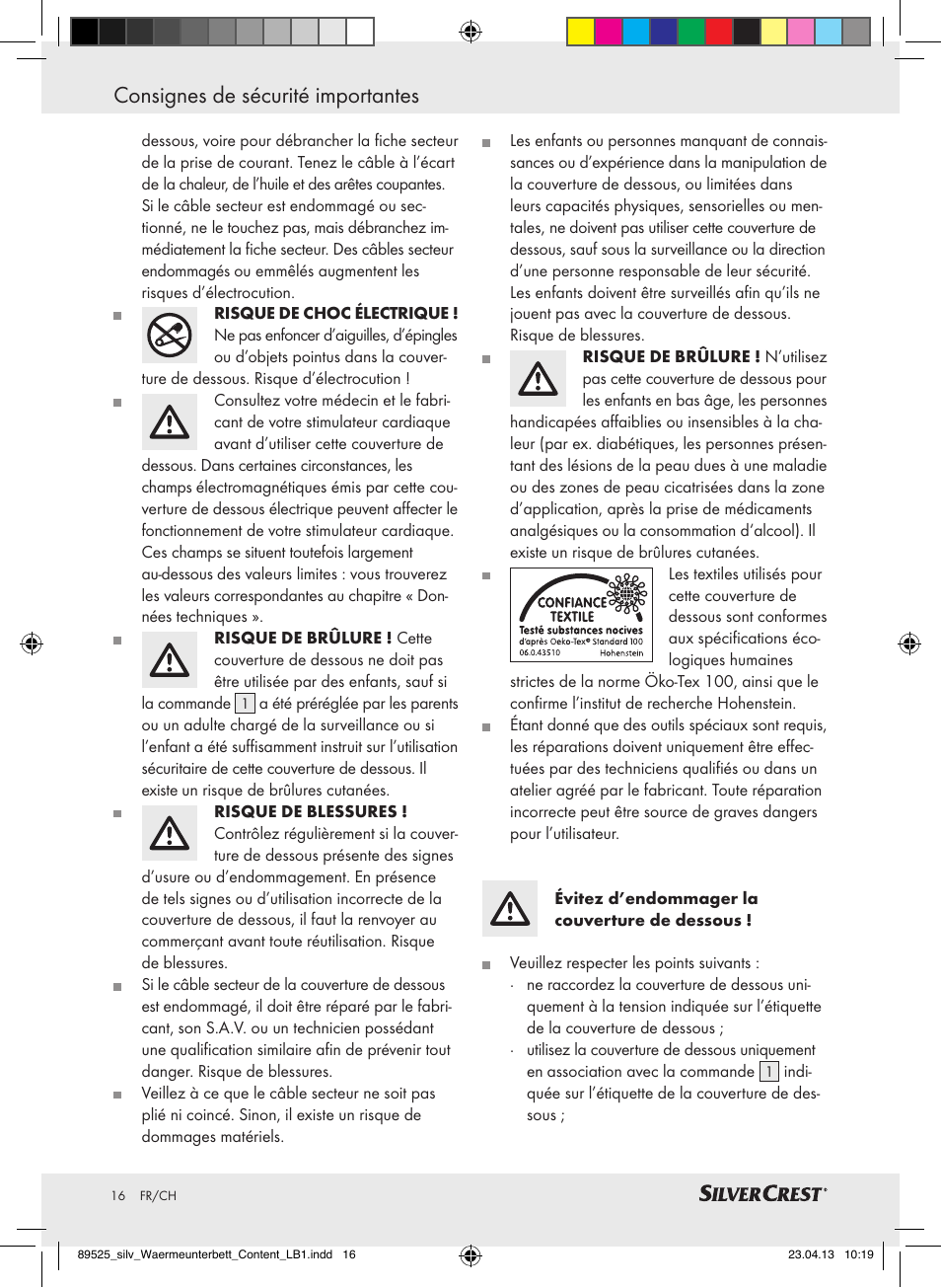 Consignes de sécurité importantes | Silvercrest SWUB 85 B2 User Manual | Page 16 / 45