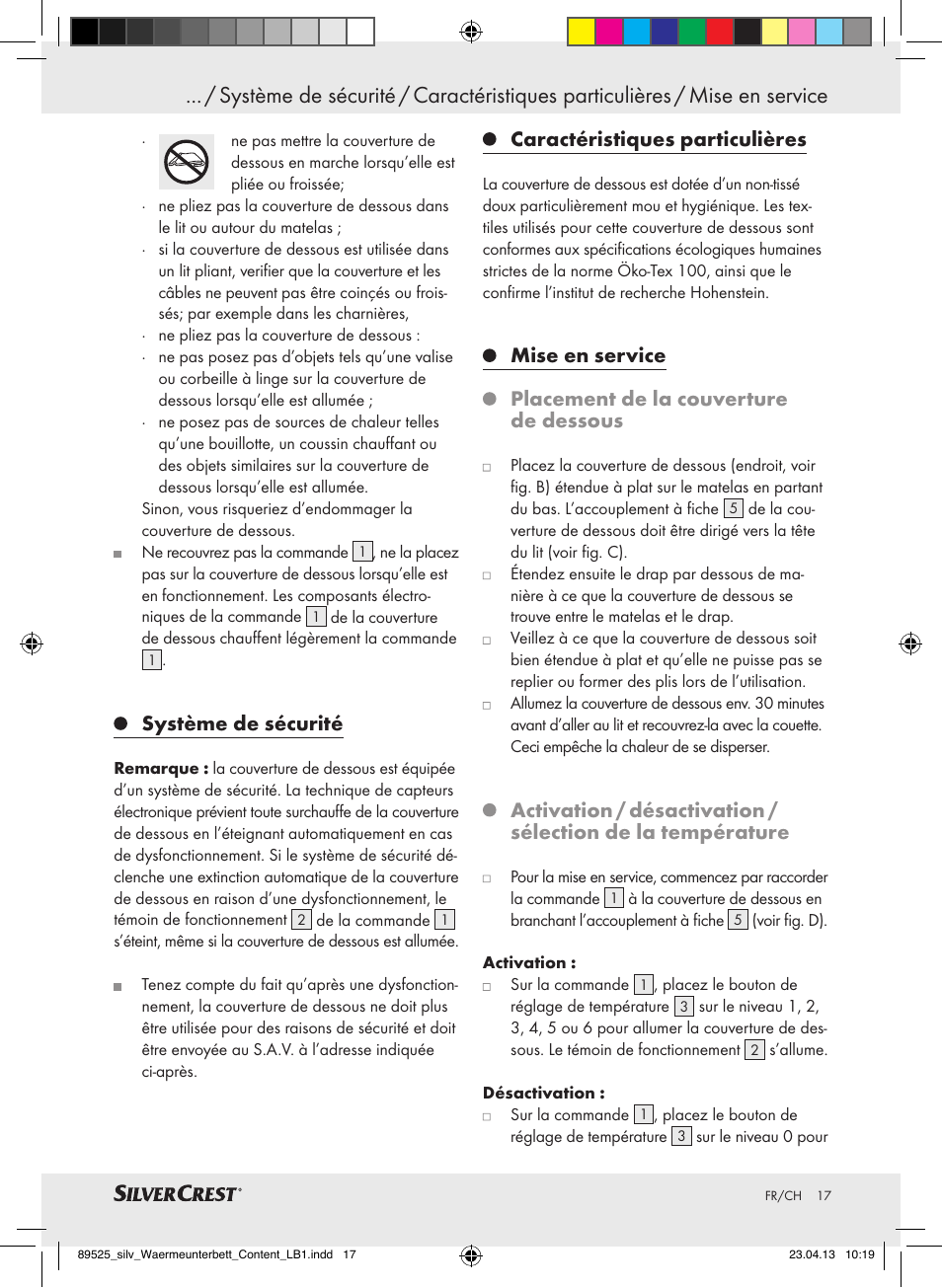 Système de sécurité, Caractéristiques particulières | Silvercrest SWUB 85 B2 User Manual | Page 17 / 45