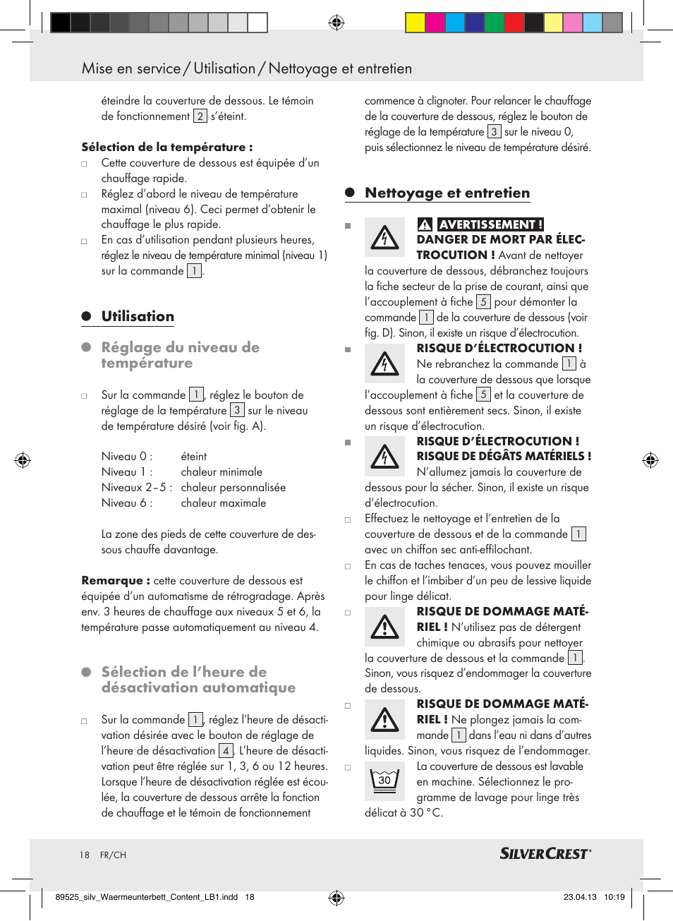 Utilisation réglage du niveau de température, Sélection de l’heure de désactivation automatique, Nettoyage et entretien | Silvercrest SWUB 85 B2 User Manual | Page 18 / 45