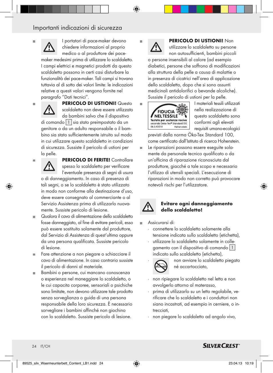 Importanti indicazioni di sicurezza | Silvercrest SWUB 85 B2 User Manual | Page 24 / 45