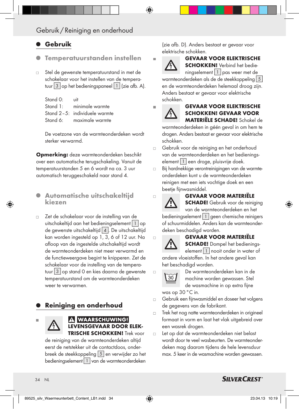 Gebruik / reiniging en onderhoud, Gebruik temperatuurstanden instellen, Automatische uitschakeltijd kiezen | Reiniging en onderhoud | Silvercrest SWUB 85 B2 User Manual | Page 34 / 45
