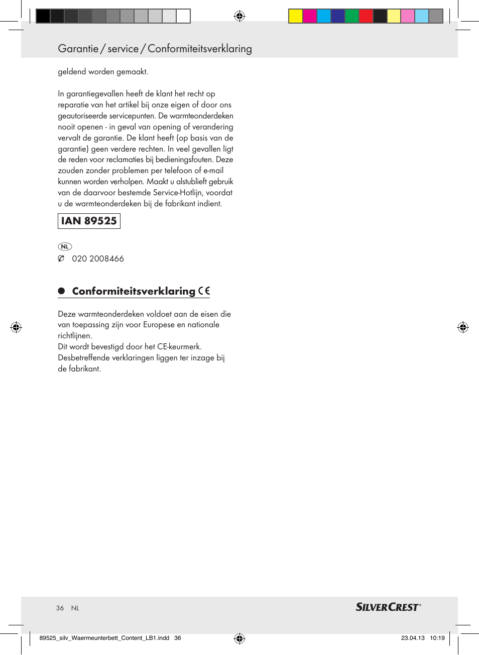 Garantie / service / conformiteitsverklaring, Conformiteitsverklaring | Silvercrest SWUB 85 B2 User Manual | Page 36 / 45