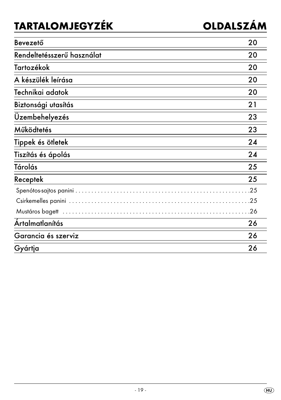 Tartalomjegyzék oldalszám | Silvercrest SPM 2000 A2 User Manual | Page 22 / 65
