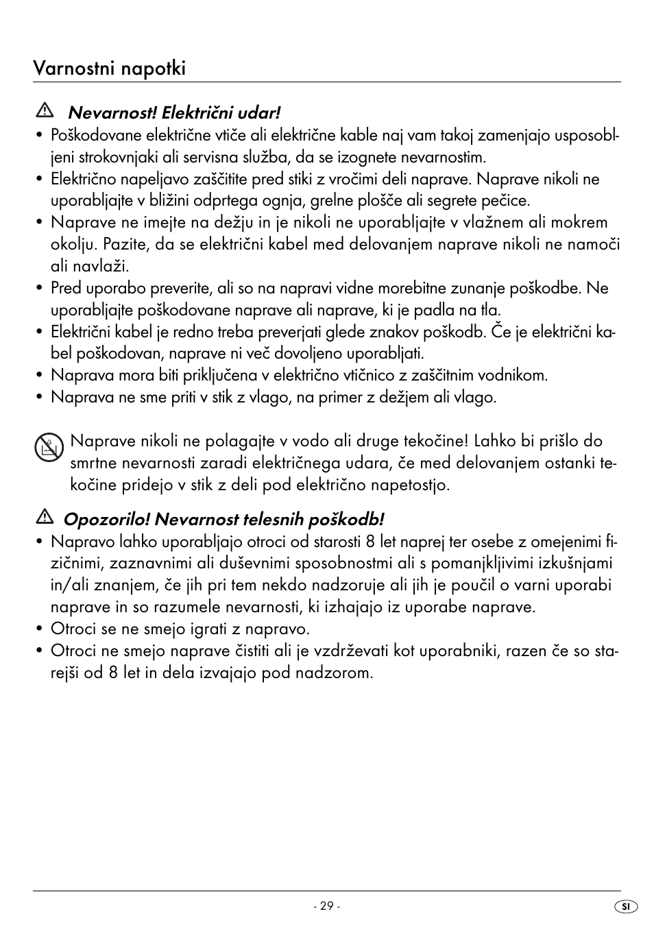 Varnostni napotki | Silvercrest SPM 2000 A2 User Manual | Page 32 / 65