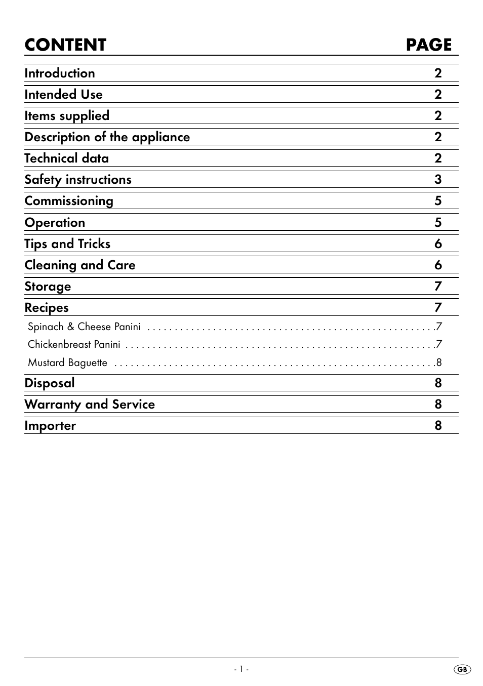 Content page | Silvercrest SPM 2000 A2 User Manual | Page 4 / 65
