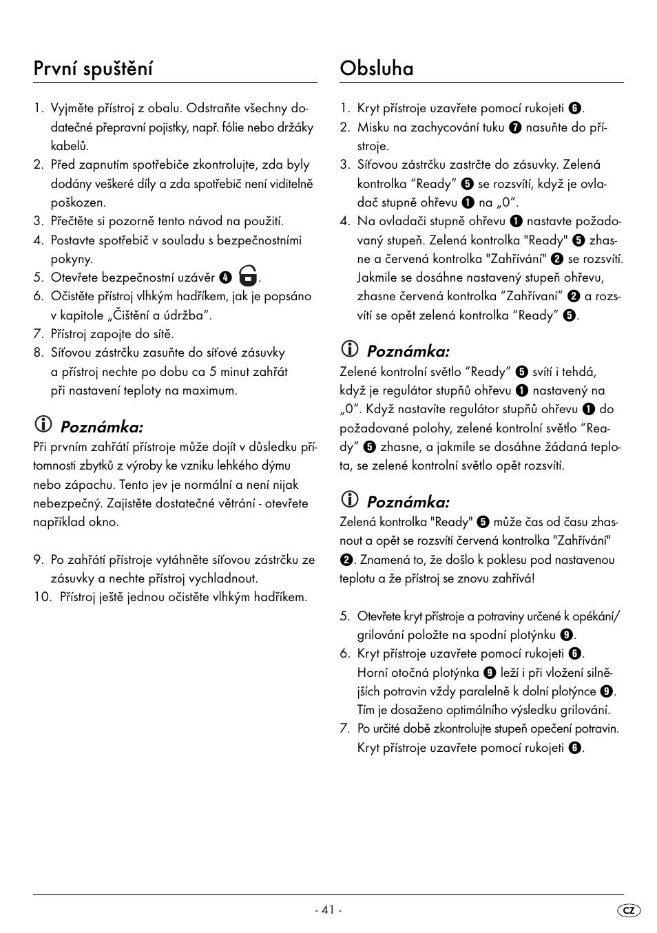 První spuštění, Obsluha, Poznámka | Silvercrest SPM 2000 A2 User Manual | Page 44 / 65