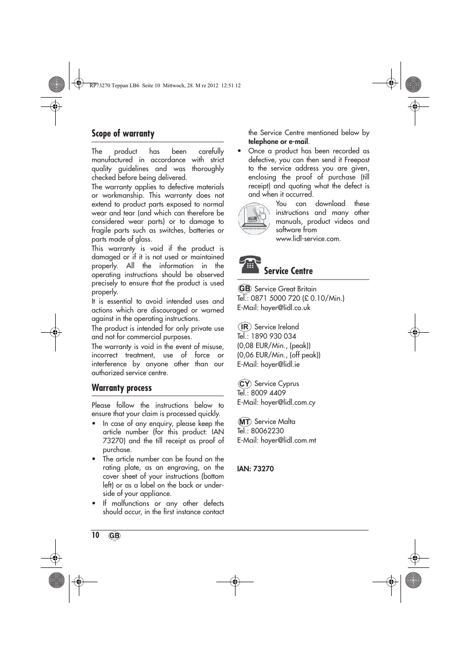 Scope of warranty, Warranty process, Service centre | Silvercrest STYG 2000 A2 User Manual | Page 12 / 14