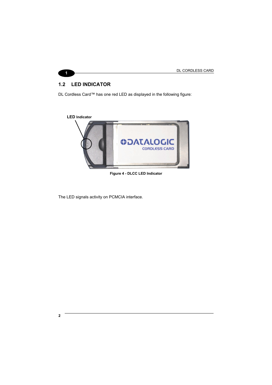 Led indicator | Datalogic Scanning DL Cordless Card DLCC User Manual | Page 16 / 55