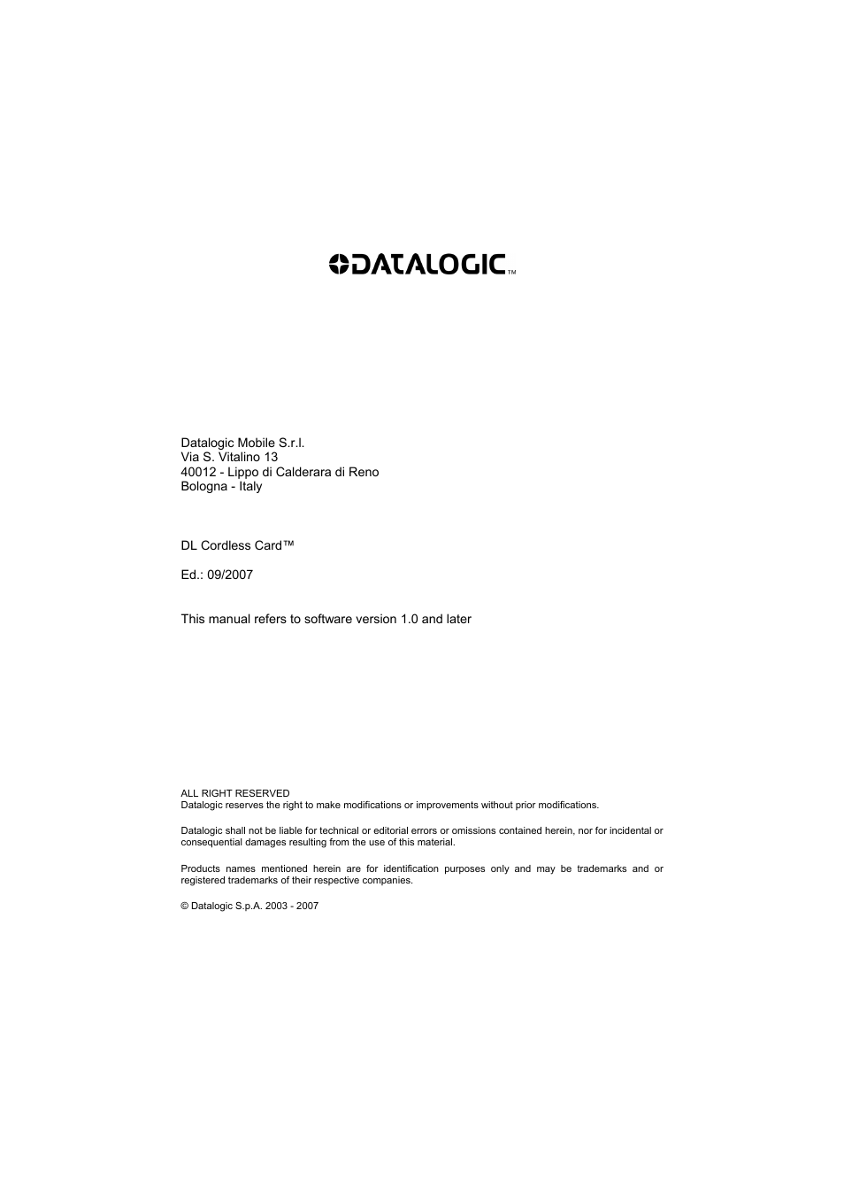 Datalogic Scanning DL Cordless Card DLCC User Manual | Page 2 / 55