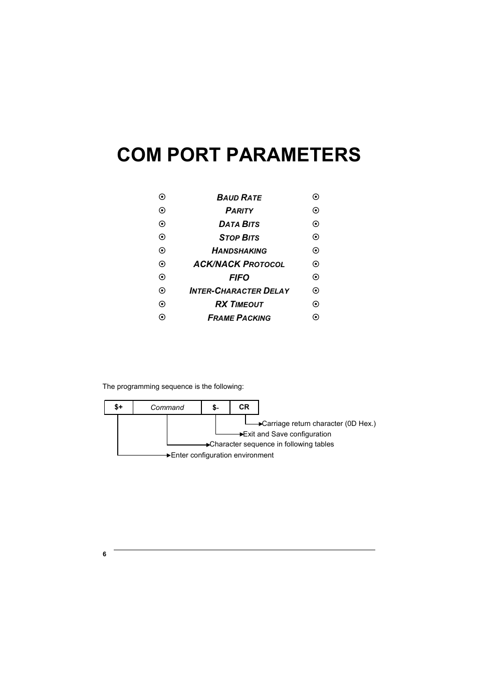 Com port parameters | Datalogic Scanning DL Cordless Card DLCC User Manual | Page 20 / 55