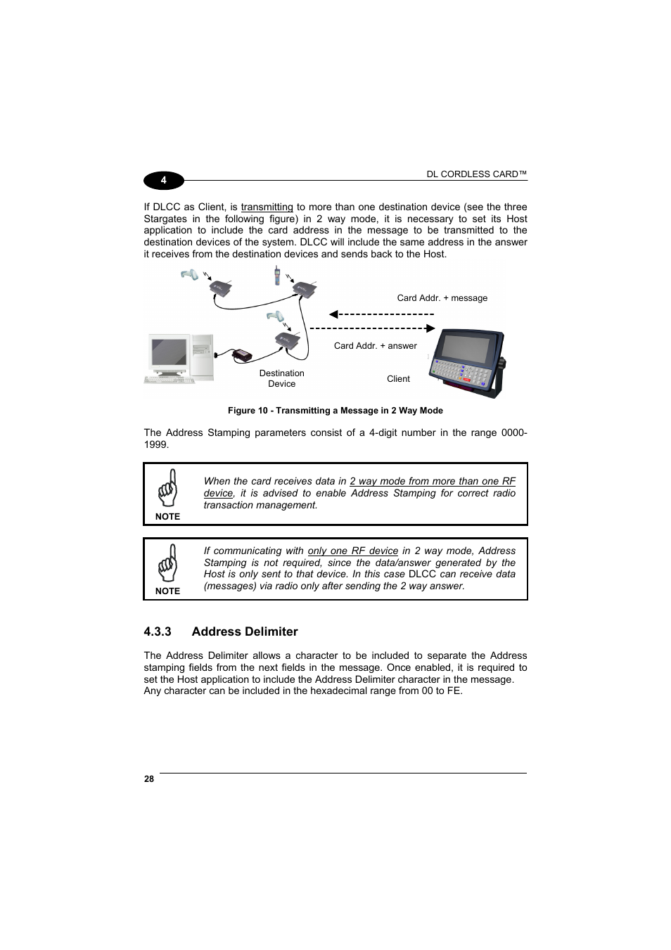 Address delimiter, 3 address delimiter | Datalogic Scanning DL Cordless Card DLCC User Manual | Page 42 / 55