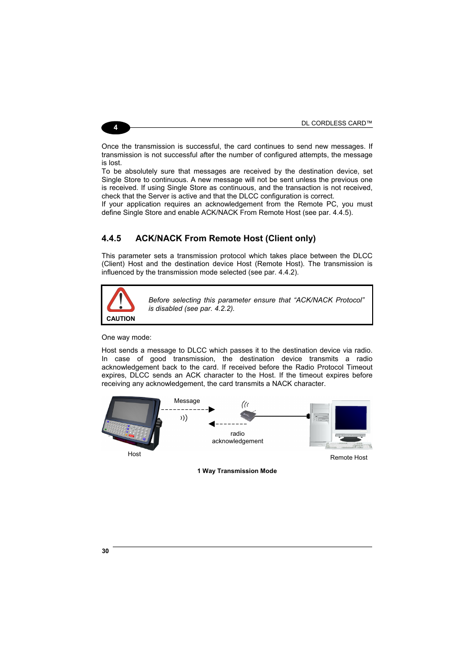 Ack/nack from remote host (client only), 5 ack/nack from remote host (client only) | Datalogic Scanning DL Cordless Card DLCC User Manual | Page 44 / 55