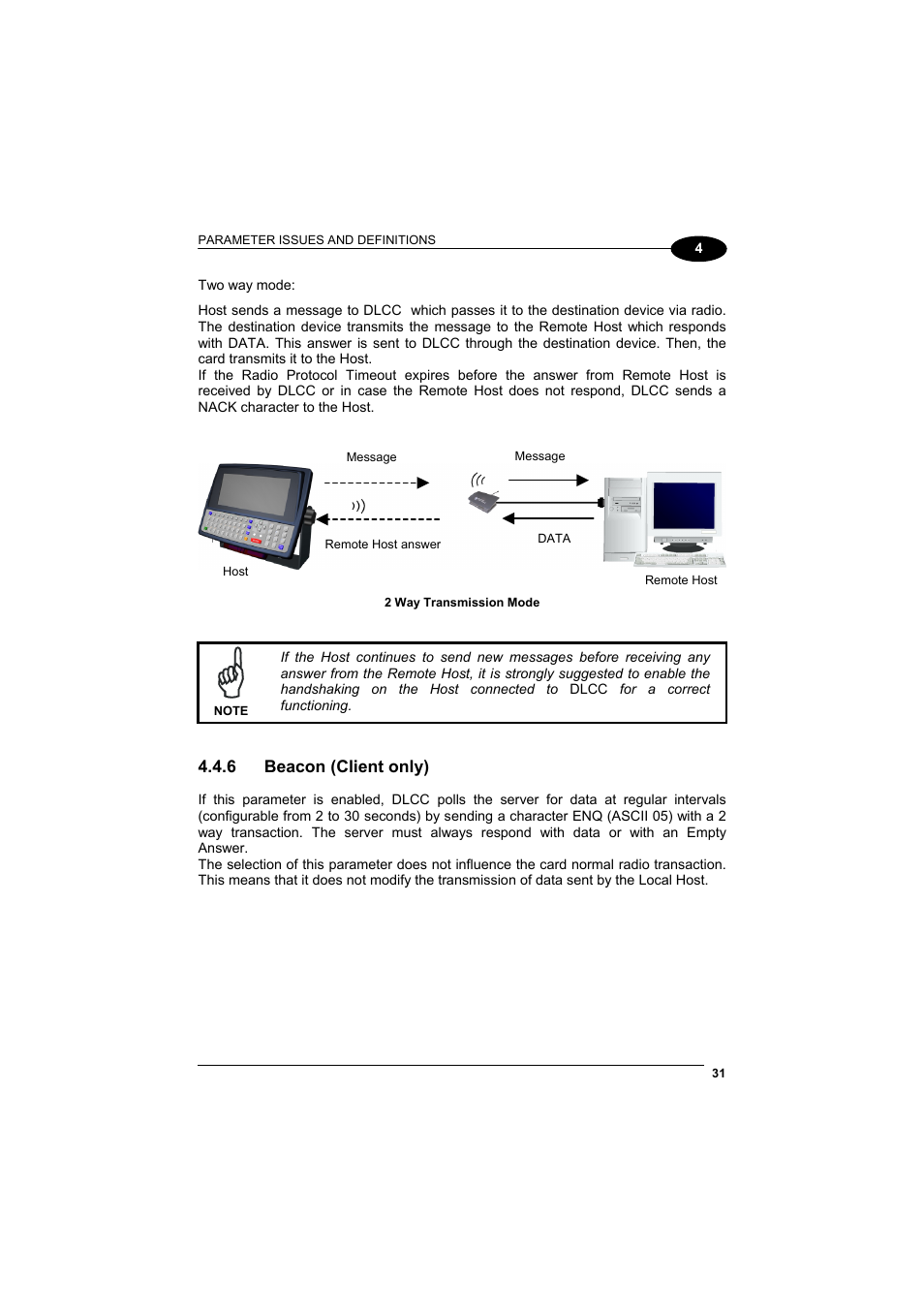 Beacon (client only), 6 beacon (client only) | Datalogic Scanning DL Cordless Card DLCC User Manual | Page 45 / 55