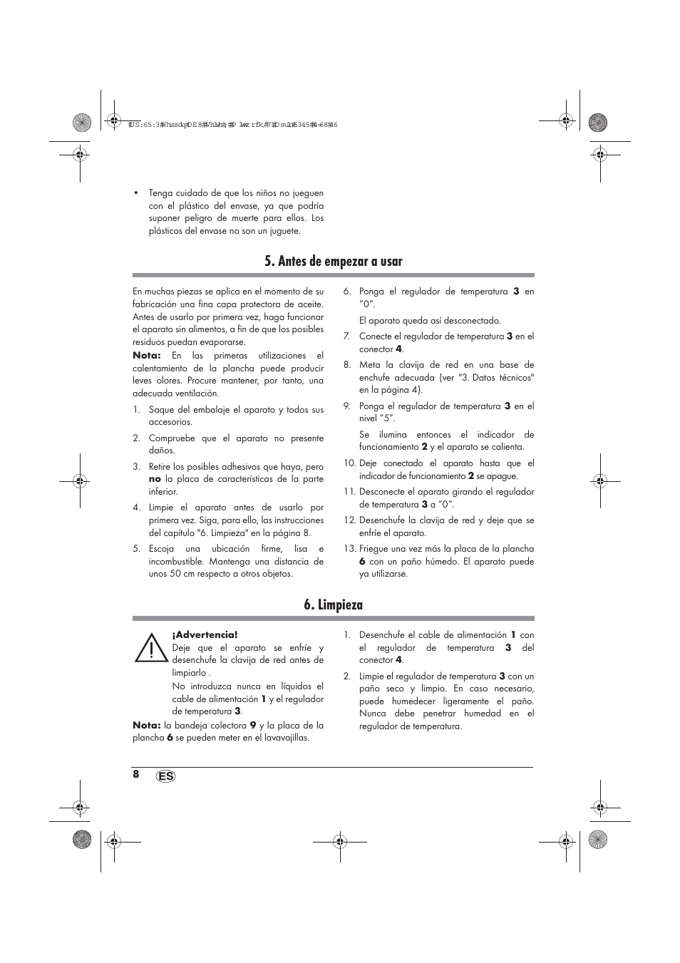 Antes de empezar a usar, Limpieza | Silvercrest STYG 2000 A2 User Manual | Page 10 / 54