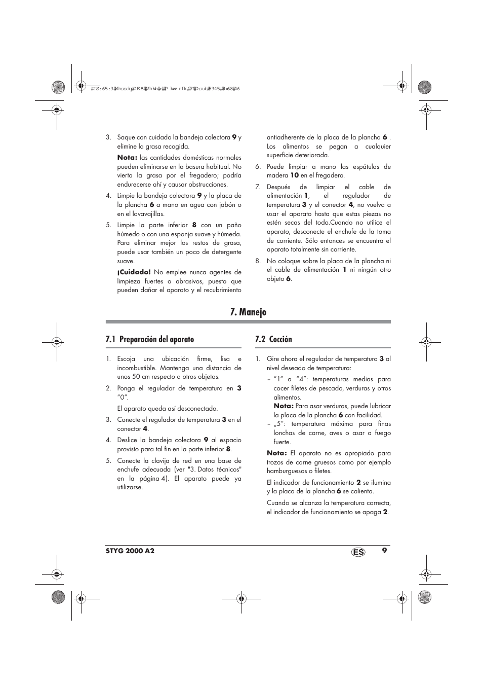 Manejo, 1 preparación del aparato, 2 cocción | Silvercrest STYG 2000 A2 User Manual | Page 11 / 54