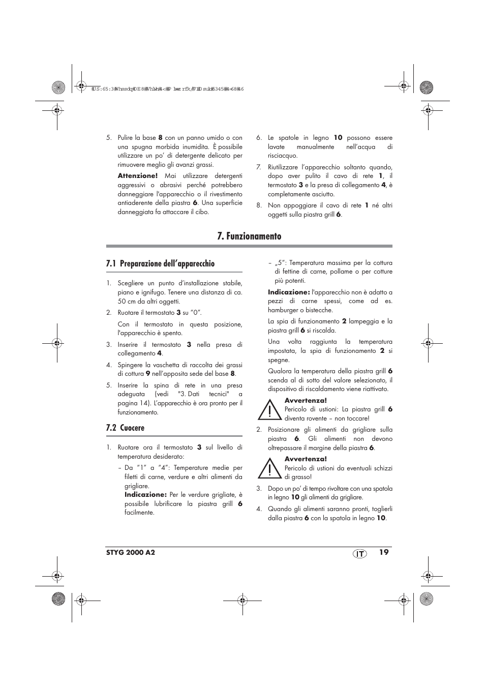 Funzionamento, 1 preparazione dell’apparecchio, 2 cuocere | Silvercrest STYG 2000 A2 User Manual | Page 21 / 54