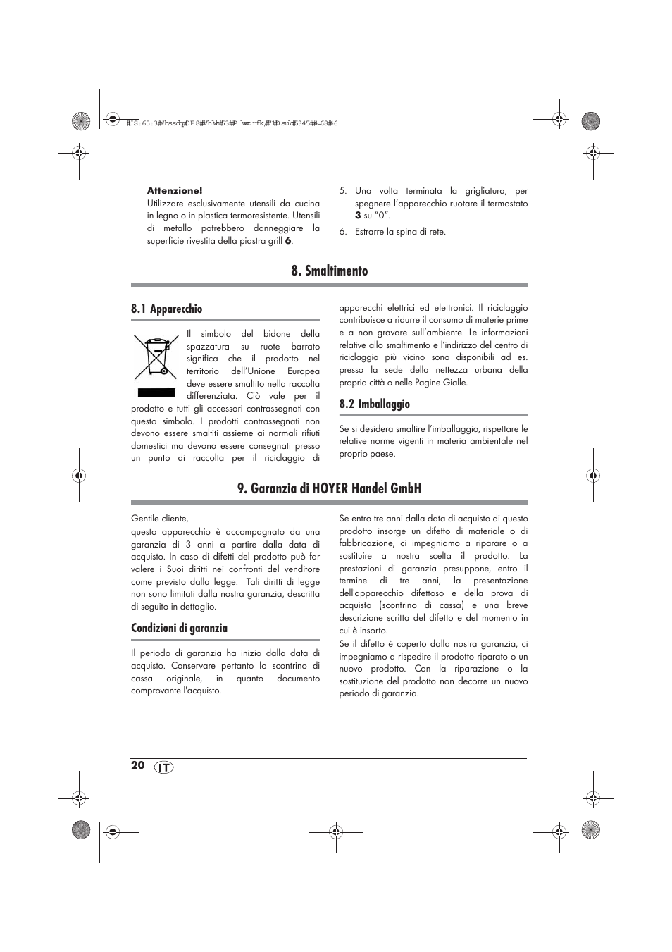 Smaltimento, Garanzia di hoyer handel gmbh | Silvercrest STYG 2000 A2 User Manual | Page 22 / 54