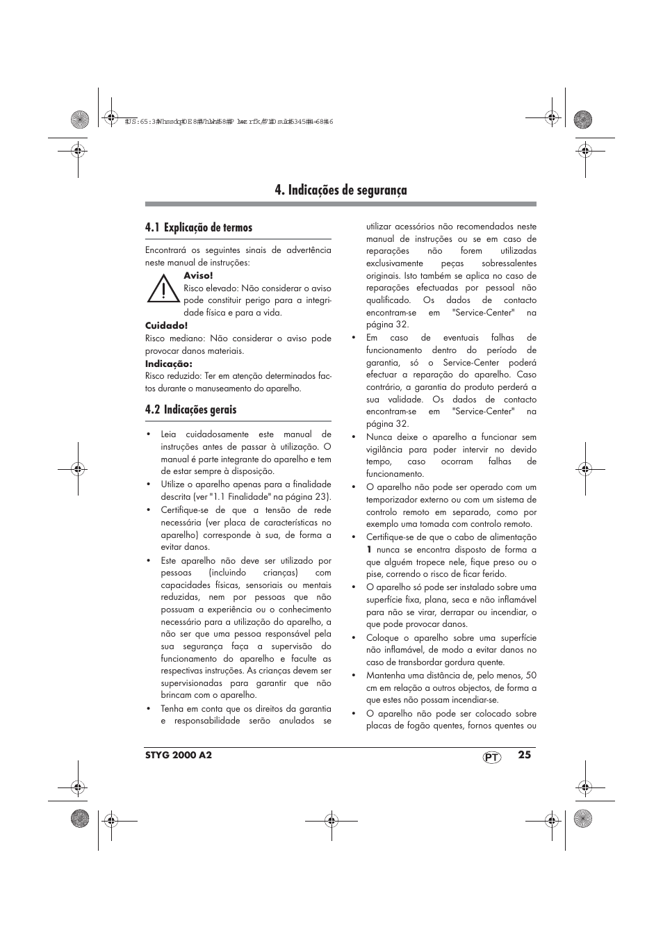Indicações de segurança, 1 explicação de termos, 2 indicações gerais | Silvercrest STYG 2000 A2 User Manual | Page 27 / 54