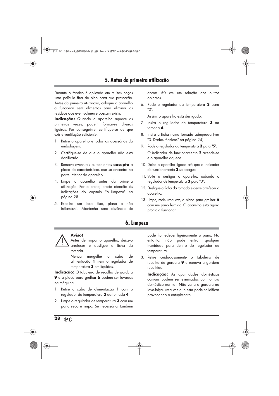 Antes da primeira utilização, Limpeza | Silvercrest STYG 2000 A2 User Manual | Page 30 / 54