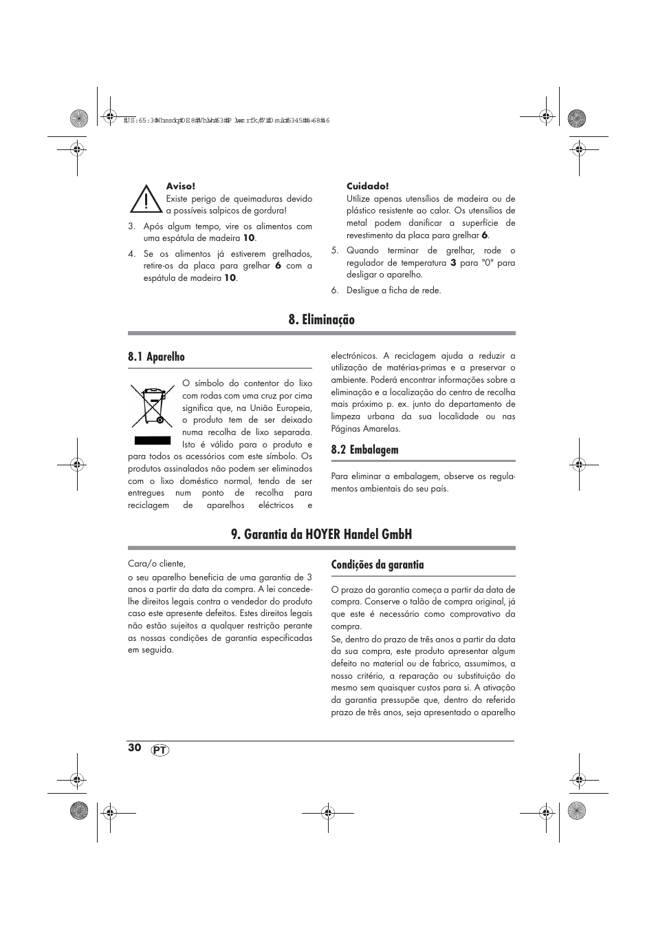 Eliminação, Garantia da hoyer handel gmbh, 1 aparelho | 2 embalagem, Condições da garantia | Silvercrest STYG 2000 A2 User Manual | Page 32 / 54
