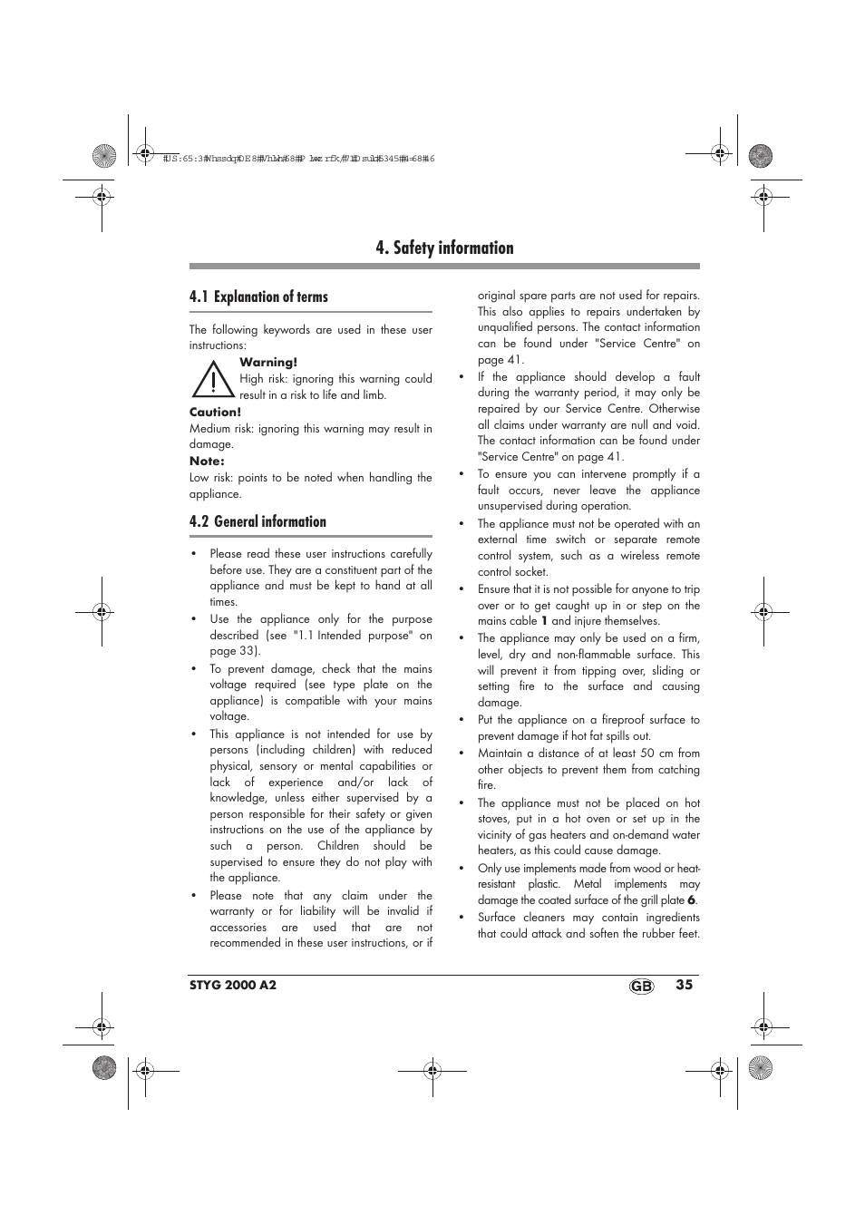 Safety information, 1 explanation of terms, 2 general information | Silvercrest STYG 2000 A2 User Manual | Page 37 / 54