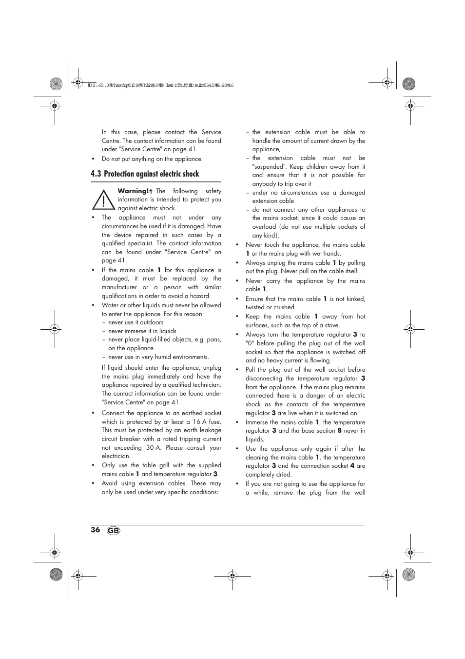 3 protection against electric shock | Silvercrest STYG 2000 A2 User Manual | Page 38 / 54