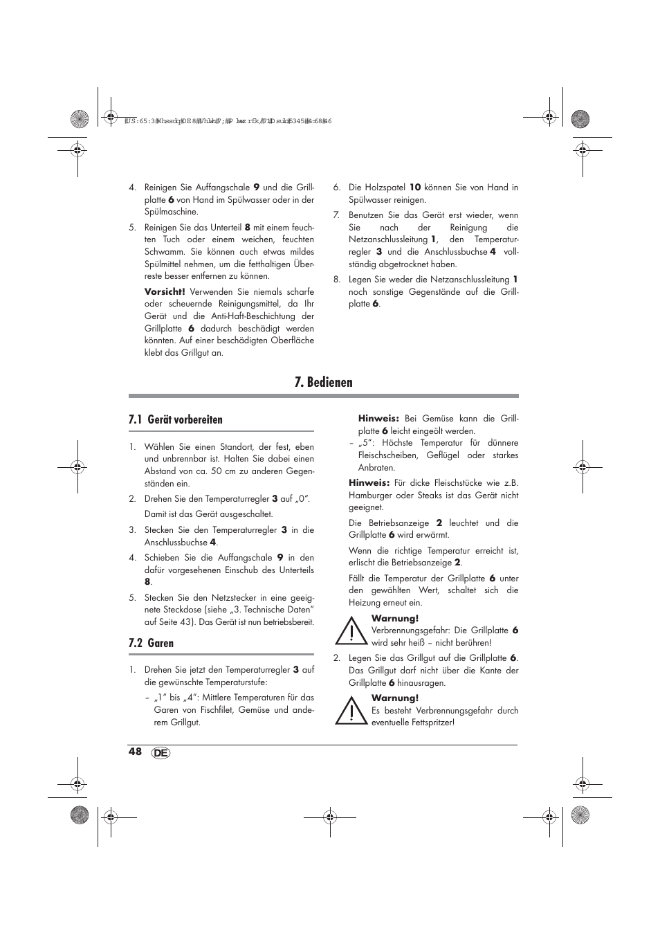 Bedienen, 1 gerät vorbereiten, 2 garen | Silvercrest STYG 2000 A2 User Manual | Page 50 / 54