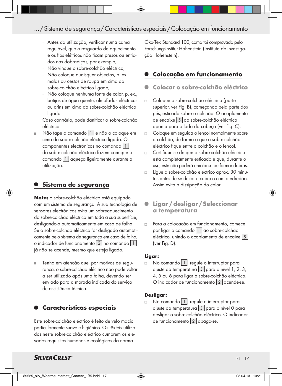 Sistema de segurança, Características especiais, Ligar / desligar / seleccionar a temperatura | Silvercrest SWUB 85 B2 User Manual | Page 17 / 37