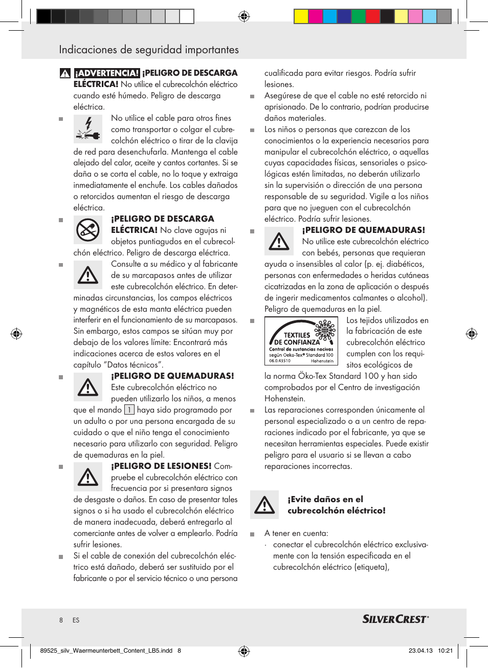 Indicaciones de seguridad importantes | Silvercrest SWUB 85 B2 User Manual | Page 8 / 37