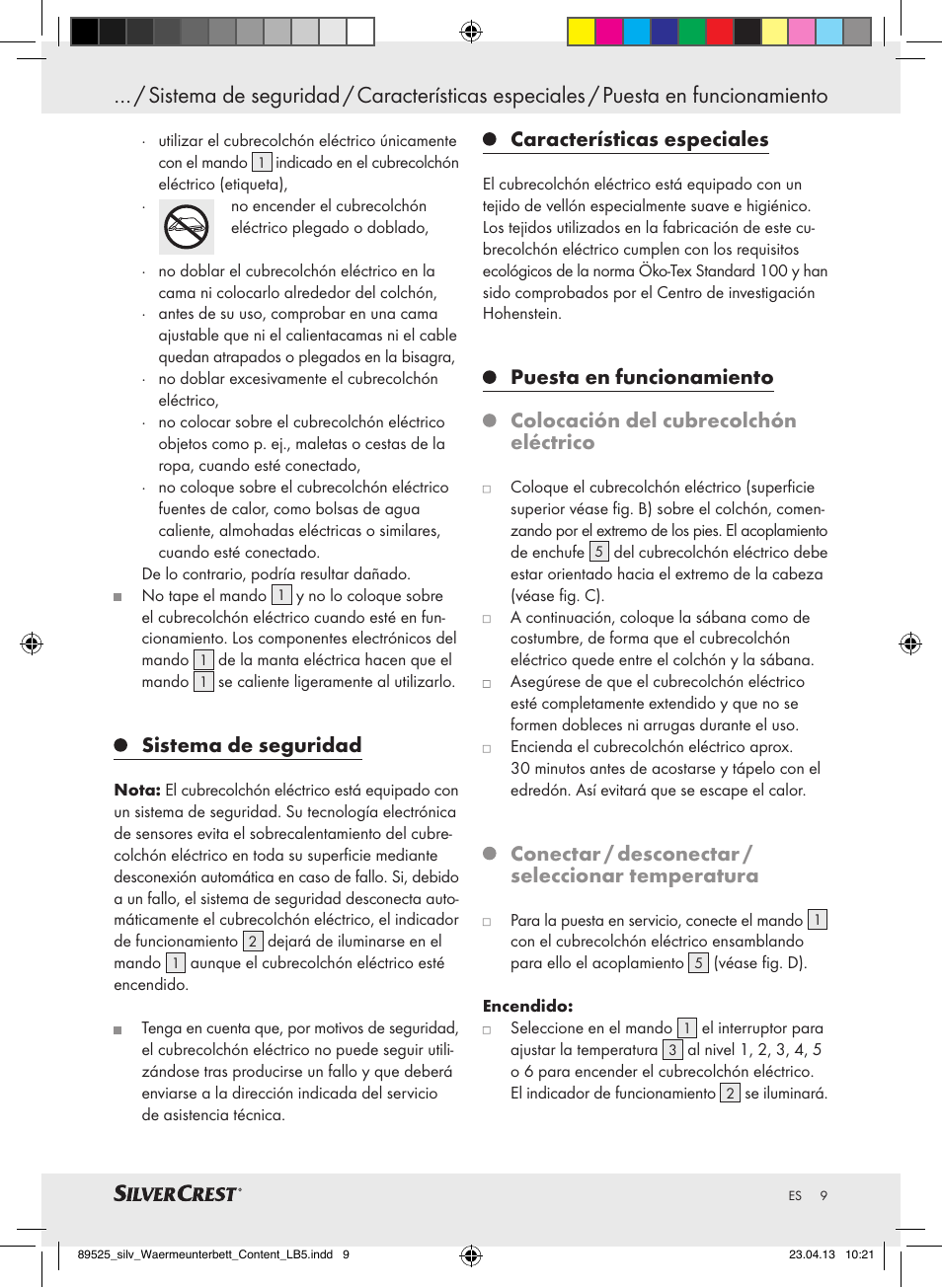 Sistema de seguridad, Características especiales, Conectar / desconectar / seleccionar temperatura | Silvercrest SWUB 85 B2 User Manual | Page 9 / 37