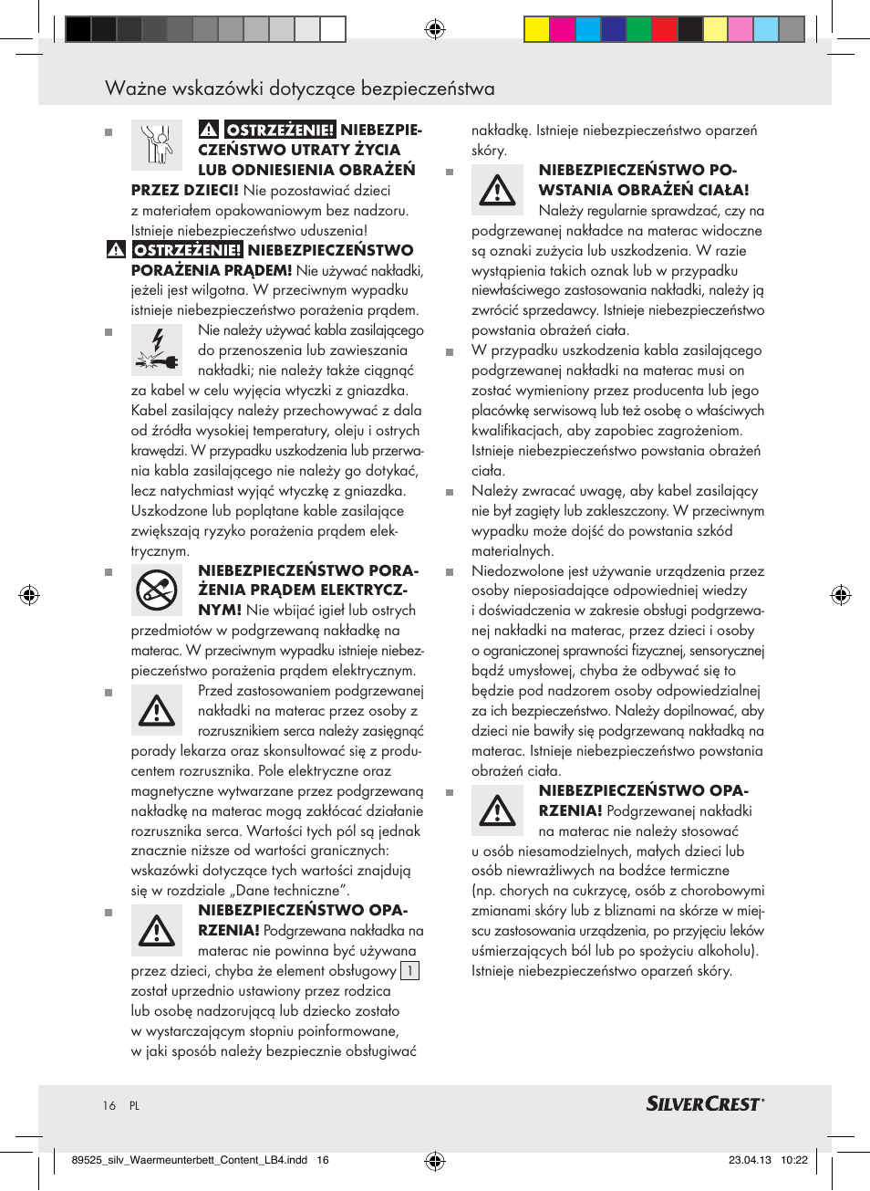 Ważne wskazówki dotyczące bezpieczeństwa | Silvercrest SWUB 85 B2 User Manual | Page 16 / 63