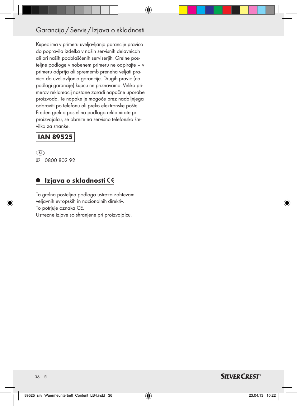 Garancija / servis / izjava o skladnosti, Izjava o skladnosti | Silvercrest SWUB 85 B2 User Manual | Page 36 / 63