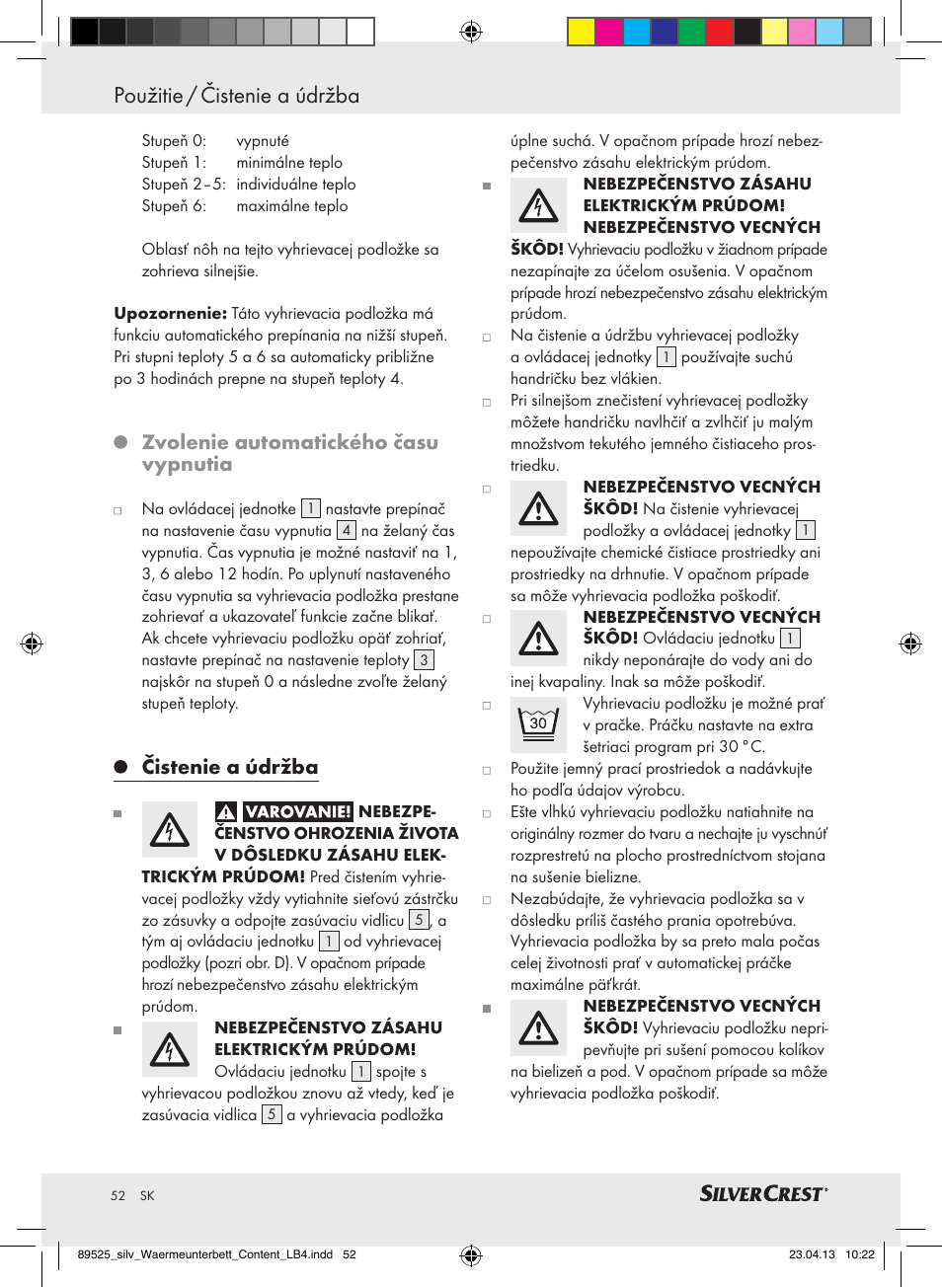 Použitie / čistenie a údržba, Zvolenie automatického času vypnutia, Čistenie a údržba | Silvercrest SWUB 85 B2 User Manual | Page 52 / 63