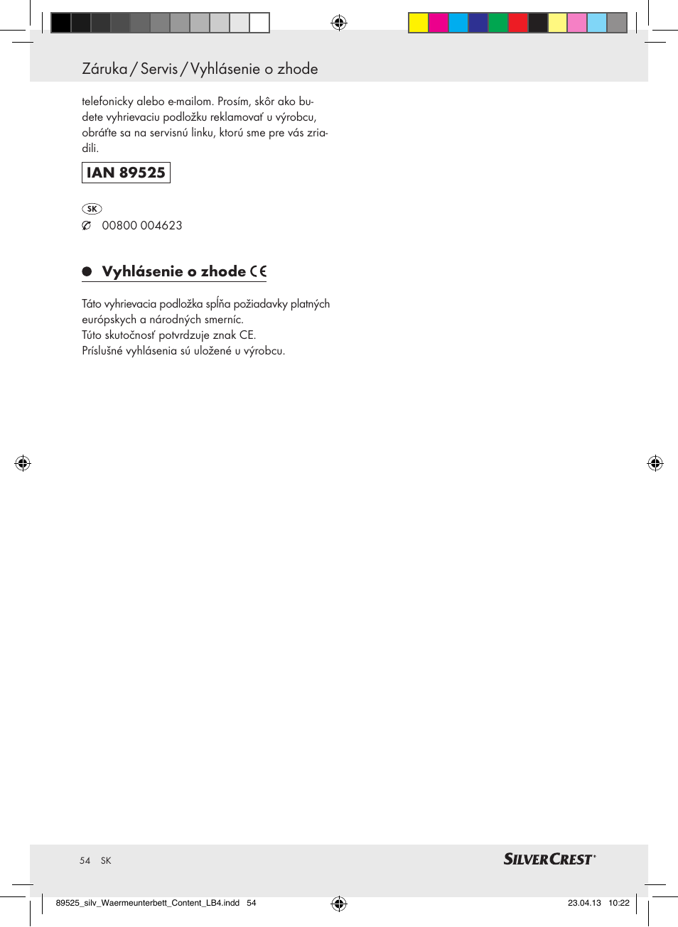 Záruka / servis / vyhlásenie o zhode, Vyhlásenie o zhode | Silvercrest SWUB 85 B2 User Manual | Page 54 / 63